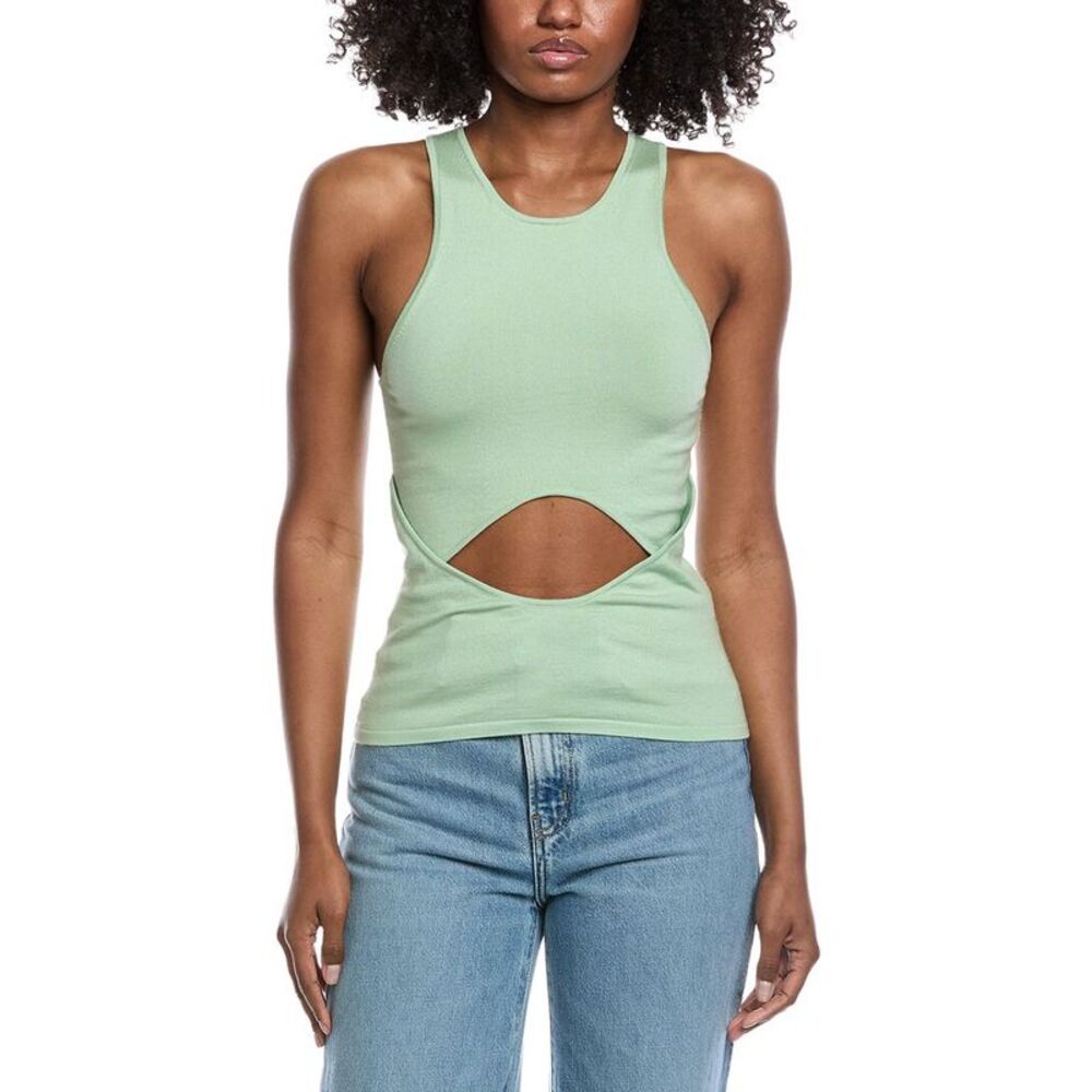 Lapointe Womens Wool, Silk, & Cashmere-Blend Tank Top, Green